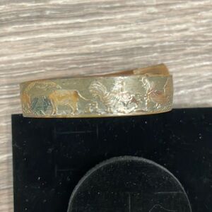 Vintage Childs Metal Buckle Bracelet Nursery Rhyme Etched